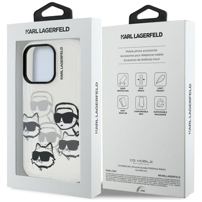Case for Apple iPhone 16 Pro Max, Karl Lagerfeld, IML Luxury Multi Head Pattern, Transparent