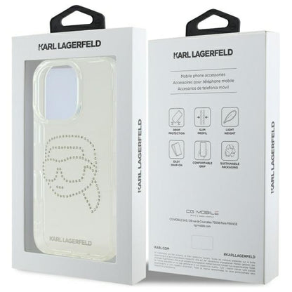 Θήκη για Apple iPhone 16 Pro Max, Karl Lagerfeld, IML Rhinestones Karl's Head, Διαφανής
