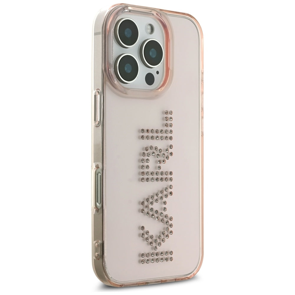 Θήκη για Apple iPhone 16 Pro Max, Karl Lagerfeld, IML Rhinestones Pink Logo, Ροζ