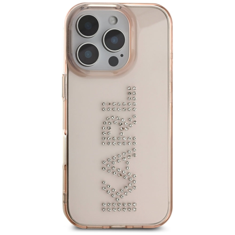 Θήκη για Apple iPhone 16 Pro Max, Karl Lagerfeld, IML Rhinestones Pink Logo, Ροζ