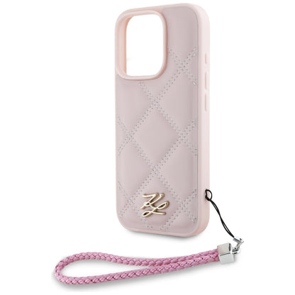 Θήκη για Apple iPhone 16 Pro Max, Karl Lagerfeld, Quilted Initial Logo & Chain Strap, Ροζ