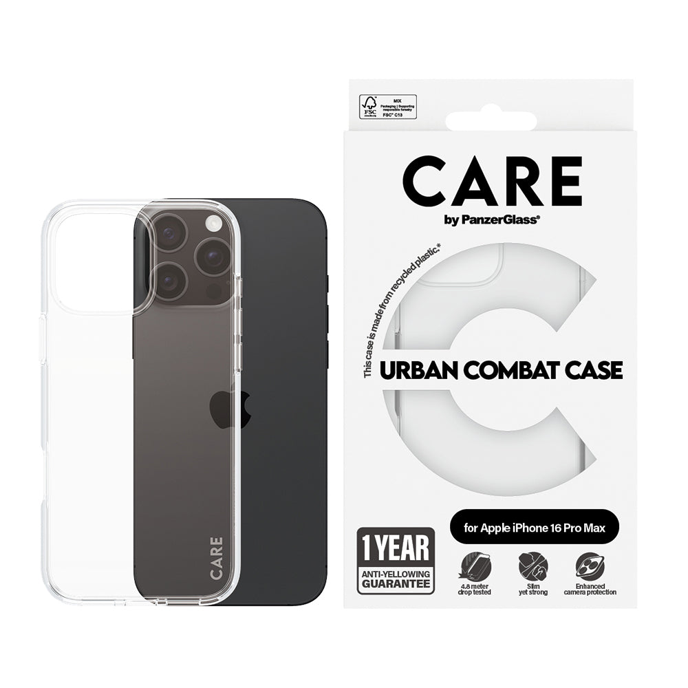 Θήκη για Apple iPhone 16 Pro Max, PanzerGlass, Care Urban Combat, Διαφανής