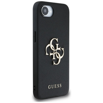 Θήκη για Apple iPhone 16e, Guess, 4G Grained Big and Classic Logo, Μαύρη
