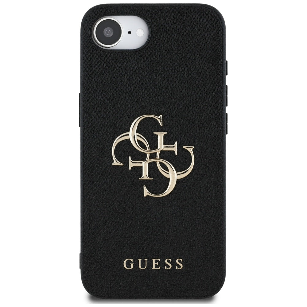 Θήκη για Apple iPhone 16e, Guess, 4G Grained Big and Classic Logo, Μαύρη
