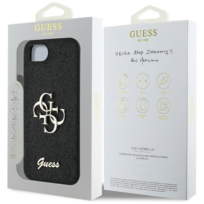 Θήκη για Apple iPhone 16e, Guess, Fixed Glitter Big 4G, Μαύρη