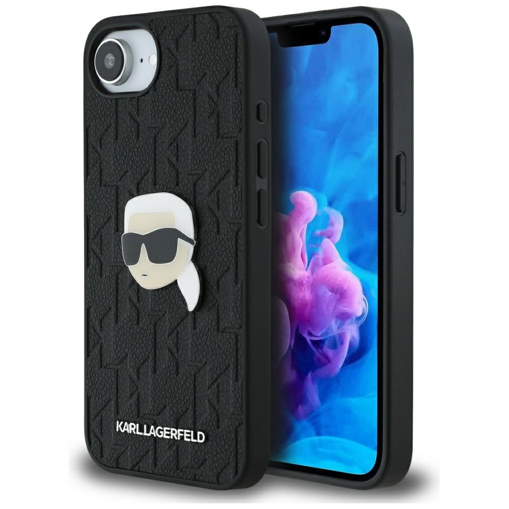 Case for Apple iPhone 17e / 16e, Karl Lagerfeld, Monogram Karl's Head, Black