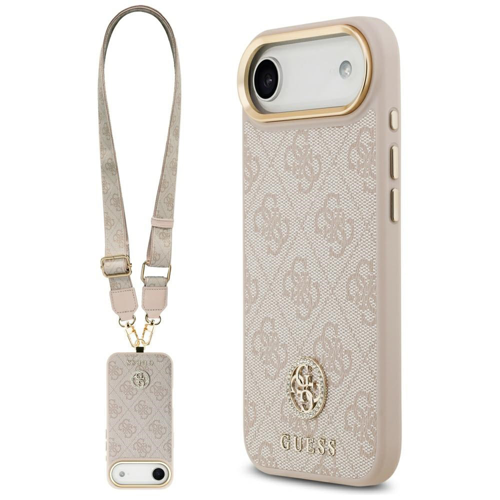 Θήκη για Apple iPhone 17 Air, Guess, 4G Strass Logo and Big Strap, Ροζ