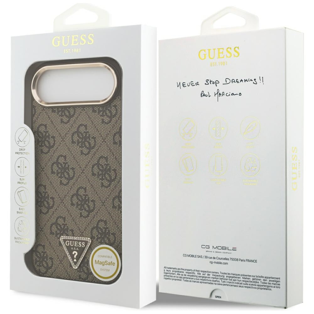 Case for Apple iPhone 17 Air, Guess, 4G Triangle Logo, Golden Brown
