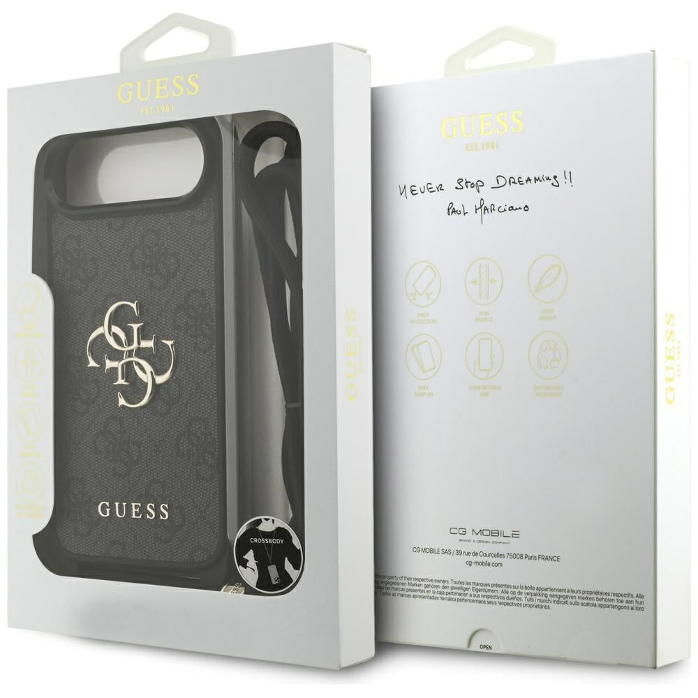 Θήκη για Apple iPhone 17 Air, Guess, Crossbody Cord 4G Big Log, Μαύρη