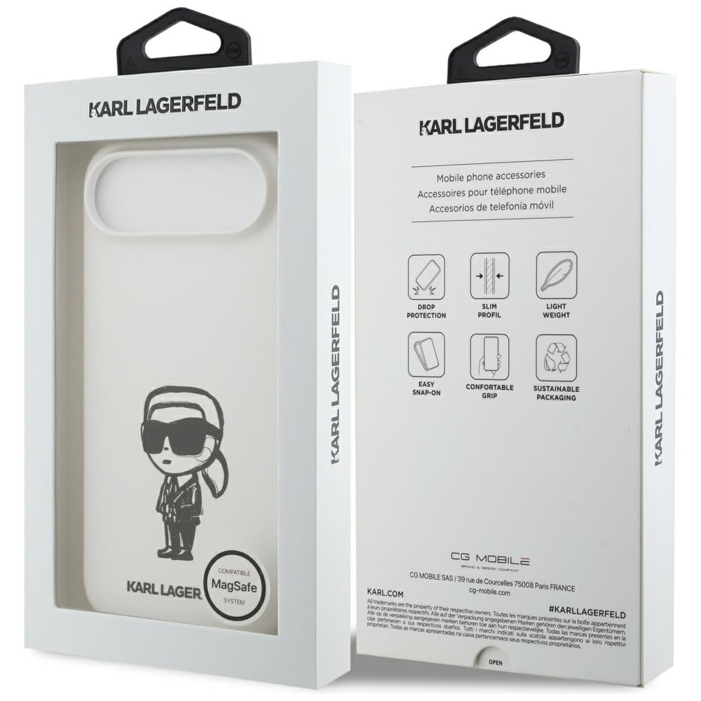 Case for Apple iPhone 17 Air, Karl Lagerfeld, Sketch and Logo Karl, White