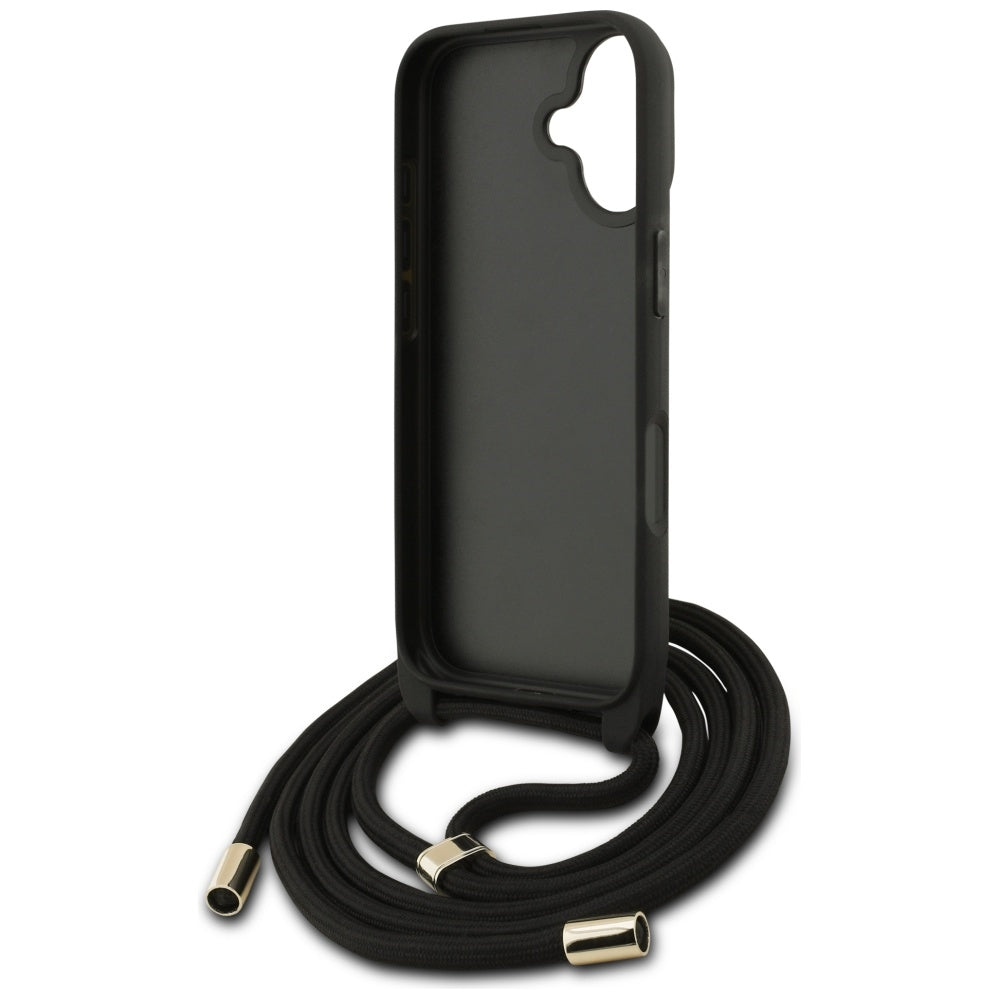 Case for Apple iPhone 17, Guess, 4G CBDY Big Logo with Cord Strap, Black