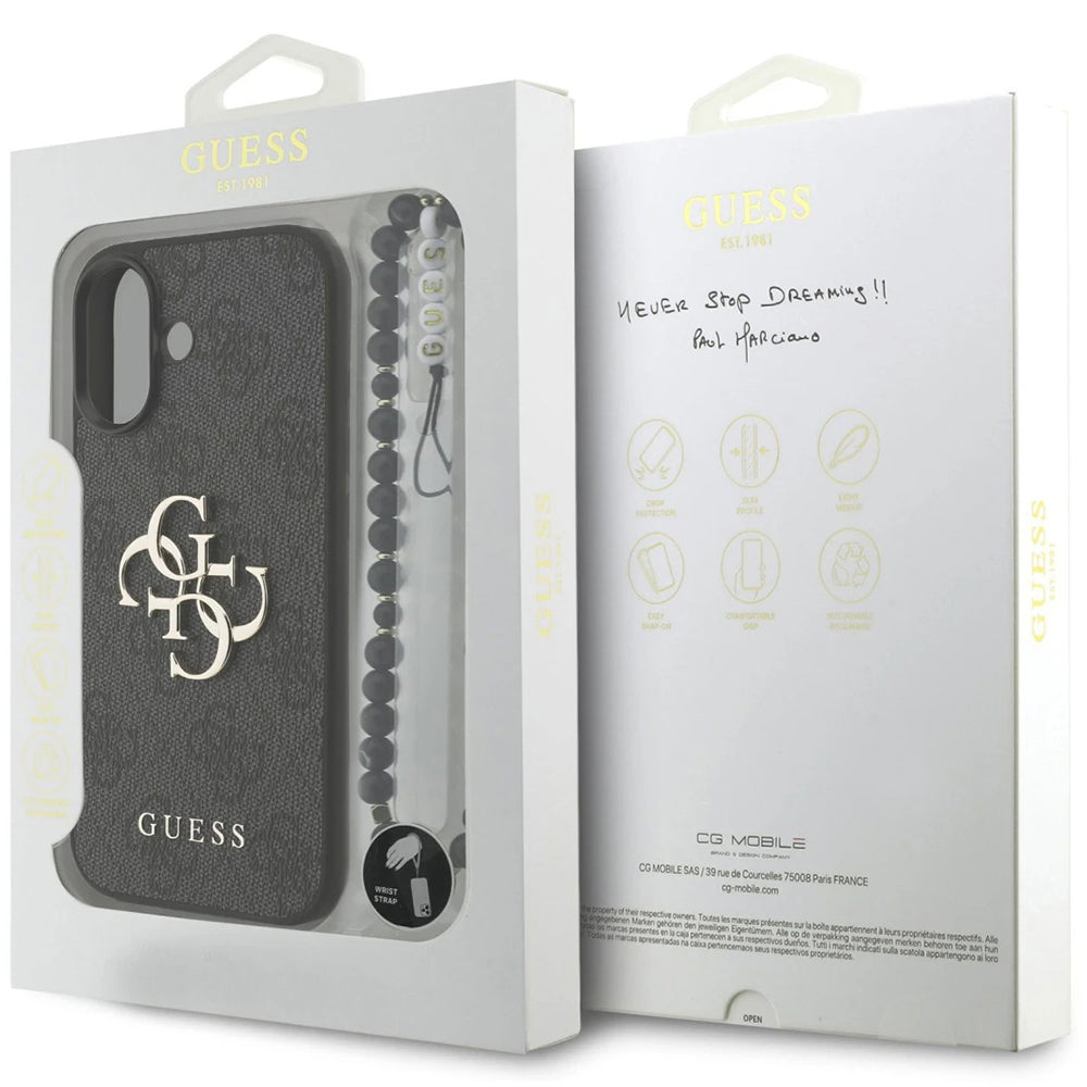 Θήκη για Apple iPhone 17, Guess, 4G Classic Logo με Λουράκι, Μαύρη
