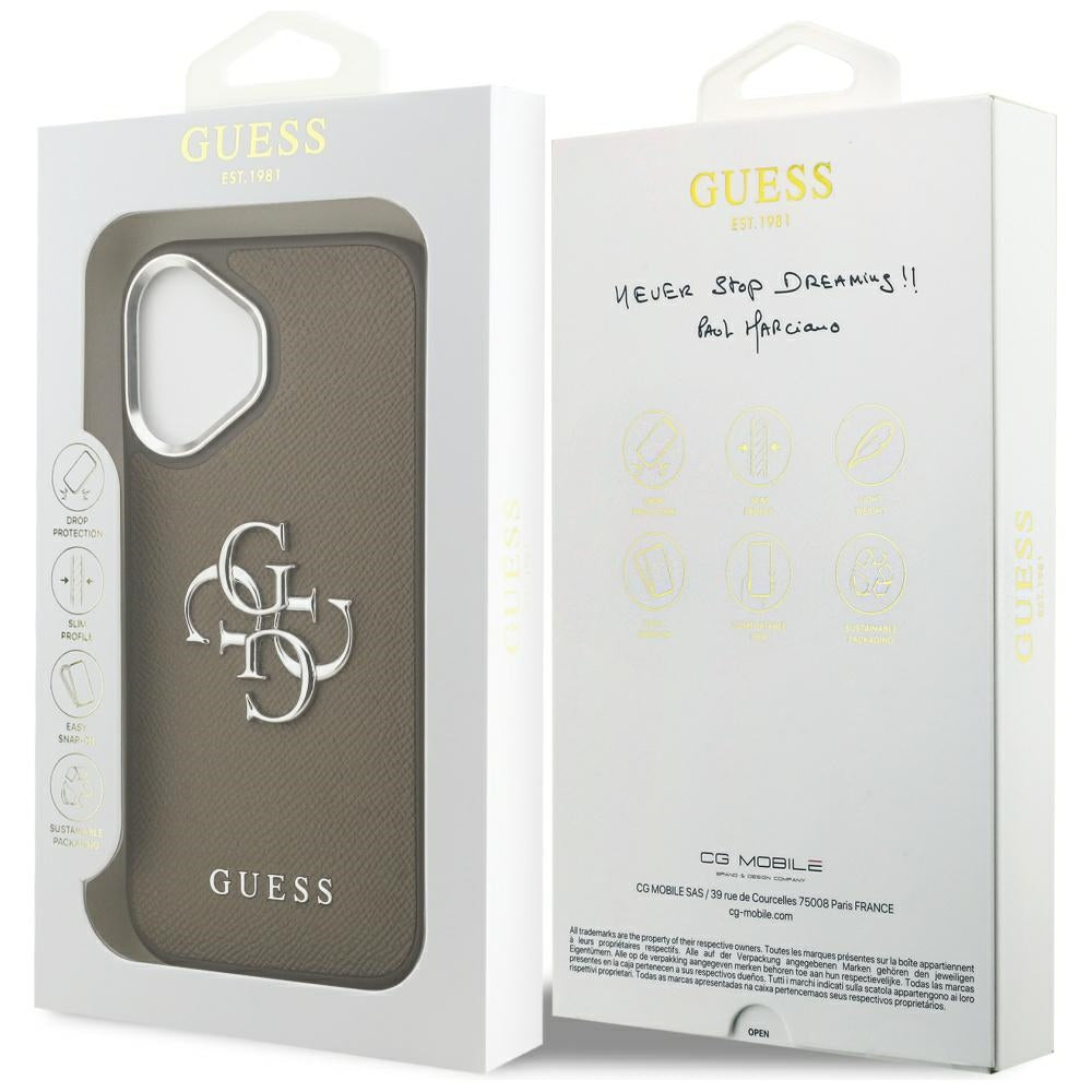 Θήκη για Apple iPhone 17, Guess, 4G Grained Big And Classic Logo, Καφέ Ασημί