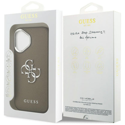 Θήκη για Apple iPhone 17, Guess, 4G Grained Big And Classic Logo, Καφέ Ασημί