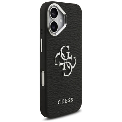 Case for Apple iPhone 17, Guess, 4G Grained Big and Classic Logo, Black Silver