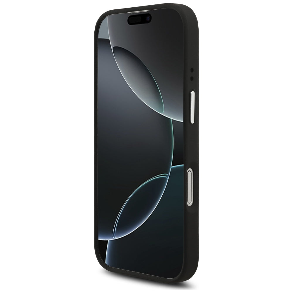 Case for Apple iPhone 17, Guess, 4G Grained Big and Classic Logo, Black Silver