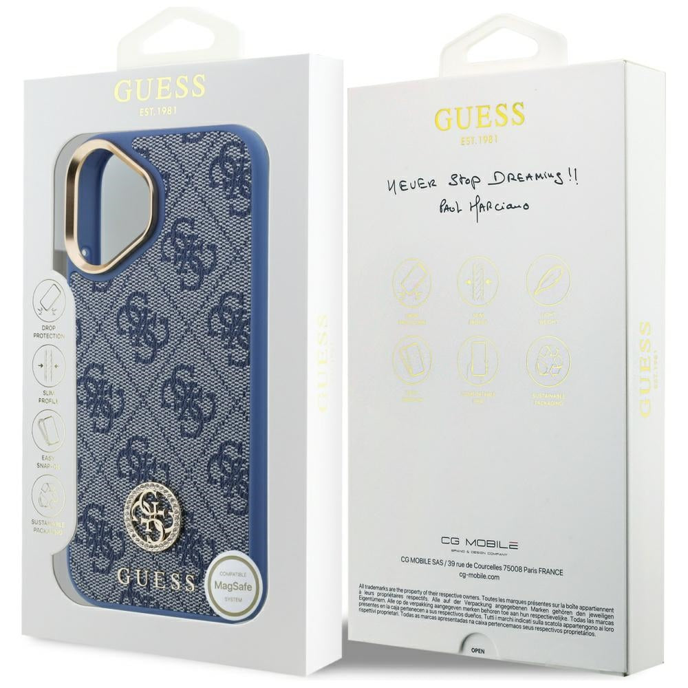 Θήκη για Apple iPhone 17, Guess, 4G Strass Logo, Μπλε