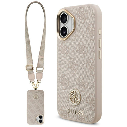 Case for Apple iPhone 17, Guess, 4G Strass Logo and Big Strap, Pink