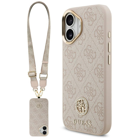 Θήκη για Apple iPhone 17, Guess, 4G Strass Logo and Big Strap, Ροζ