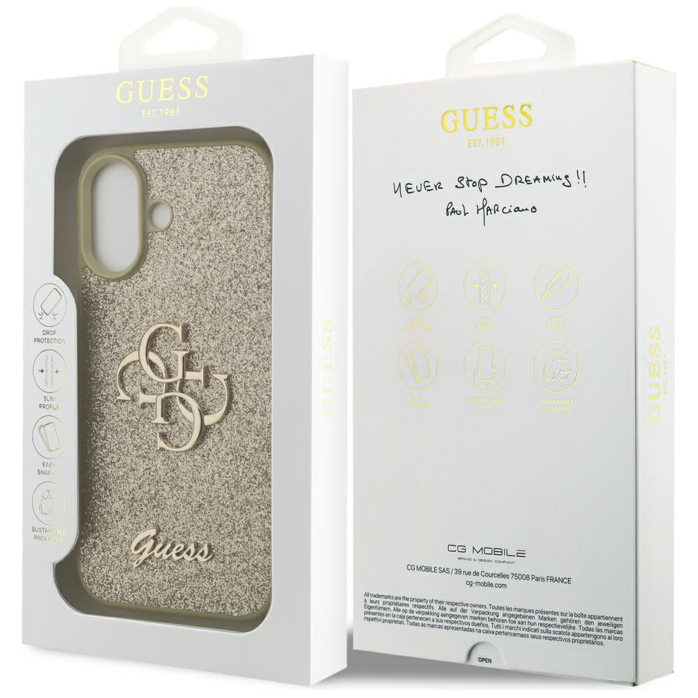 Θήκη για Apple iPhone 17, Guess, Fixed Glitter Big 4G, Χρυσή