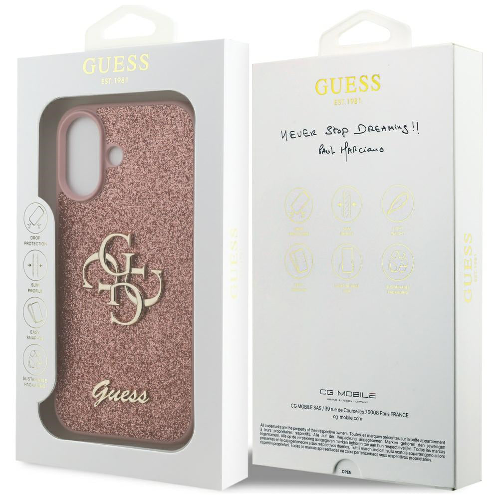 Case for Apple iPhone 17, Guess, Fixed Glitter Big 4G, Pink