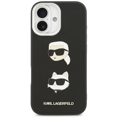 Θήκη για Apple iPhone 17, Karl Lagerfeld, Grained Karl & Choupette's Heads Pins and Logo, Μαύρη