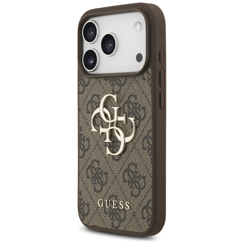 Case for Apple iPhone 17 Pro, Guess, 4G Classic Logo with Pearl Strap, Brown