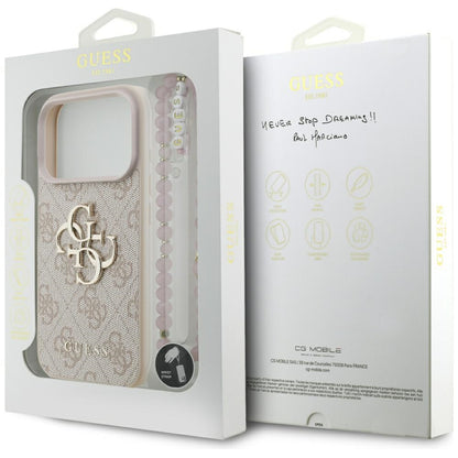 Case for Apple iPhone 17 Pro, Guess, 4G Classic Logo with Strap, Pink