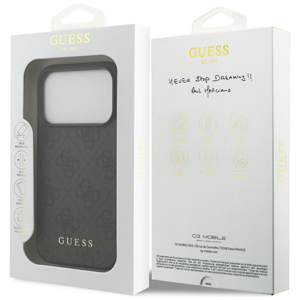 Case for Apple iPhone 17 Pro, Guess, 4G Classic, Black