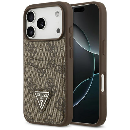 Case for Apple iPhone 17 Pro, Guess, 4G Double Card Triangle, Brown