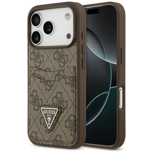 Case for Apple iPhone 17 Pro, Guess, 4G Double Card Triangle, Brown
