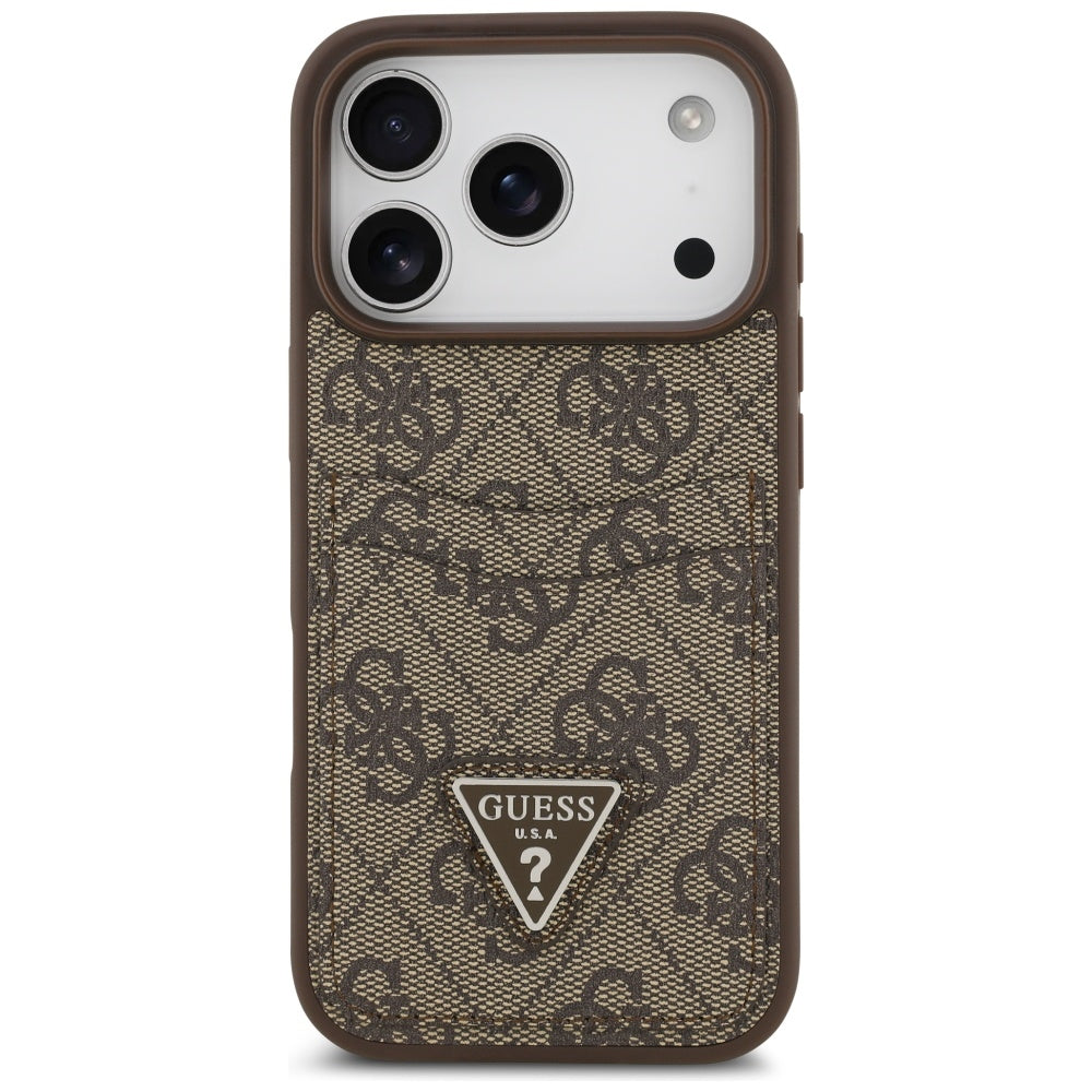 Case for Apple iPhone 17 Pro, Guess, 4G Double Card Triangle, Brown