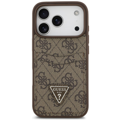 Case for Apple iPhone 17 Pro, Guess, 4G Double Card Triangle, Brown