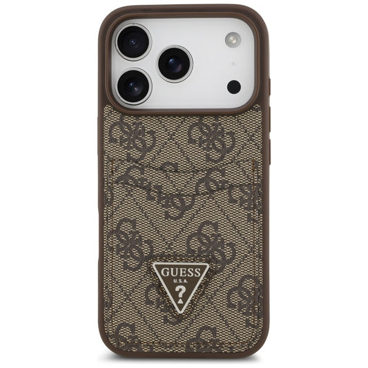 Case for Apple iPhone 17 Pro, Guess, 4G Double Card Triangle, Brown