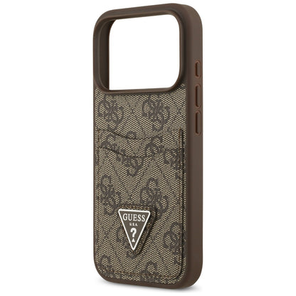 Case for Apple iPhone 17 Pro, Guess, 4G Double Card Triangle, Brown