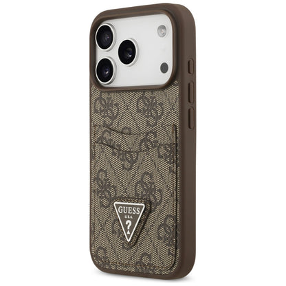 Case for Apple iPhone 17 Pro, Guess, 4G Double Card Triangle, Brown