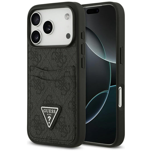Θήκη για Apple iPhone 17 Pro, Guess, 4G Double Card Triangle, Μαύρη
