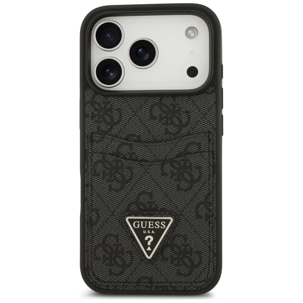 Θήκη για Apple iPhone 17 Pro, Guess, 4G Double Card Triangle, Μαύρη