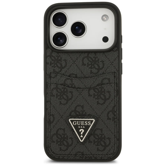 Θήκη για Apple iPhone 17 Pro, Guess, 4G Double Card Triangle, Μαύρη