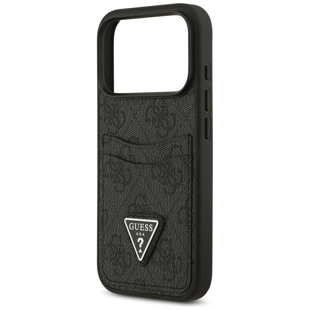 Θήκη για Apple iPhone 17 Pro, Guess, 4G Double Card Triangle, Μαύρη