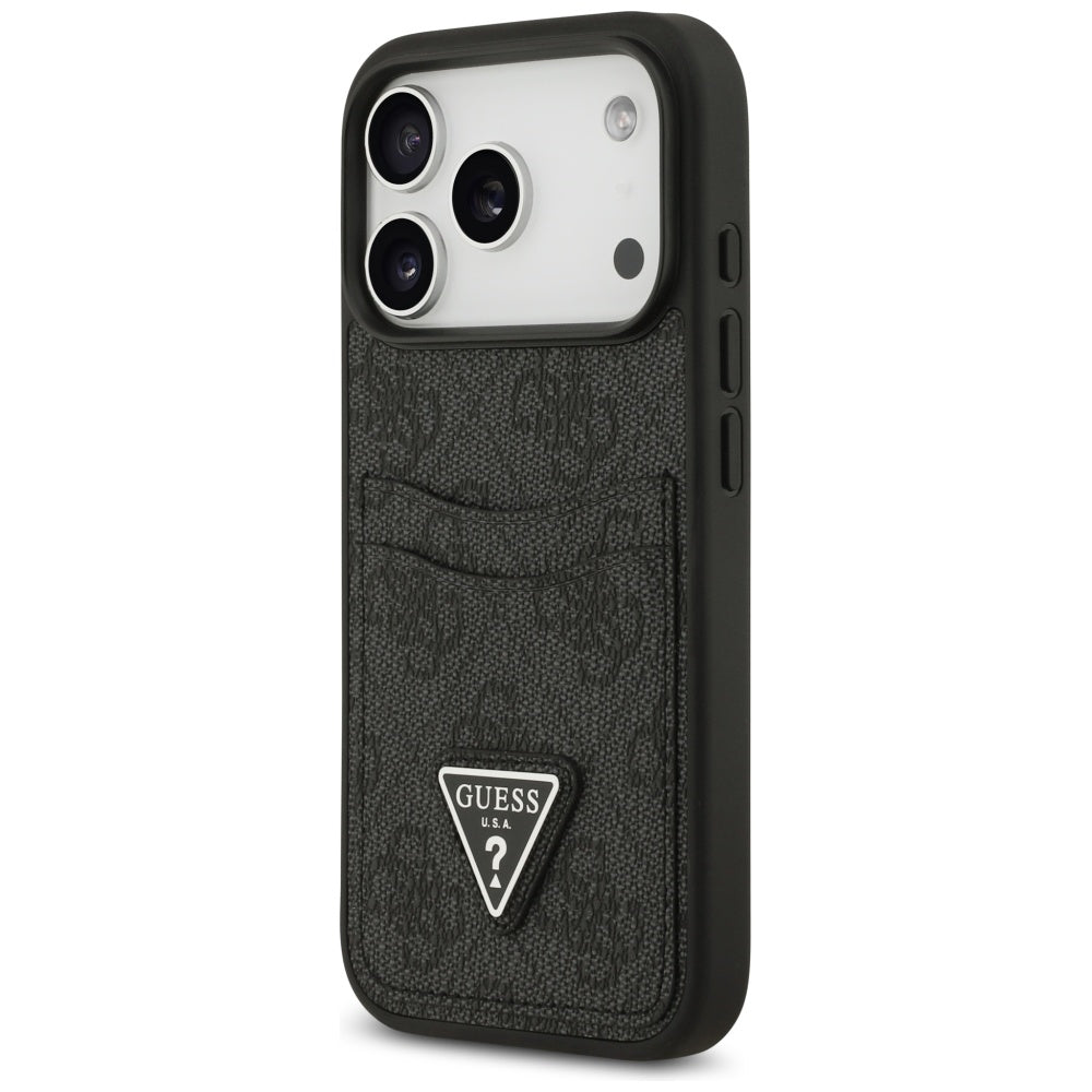 Θήκη για Apple iPhone 17 Pro, Guess, 4G Double Card Triangle, Μαύρη