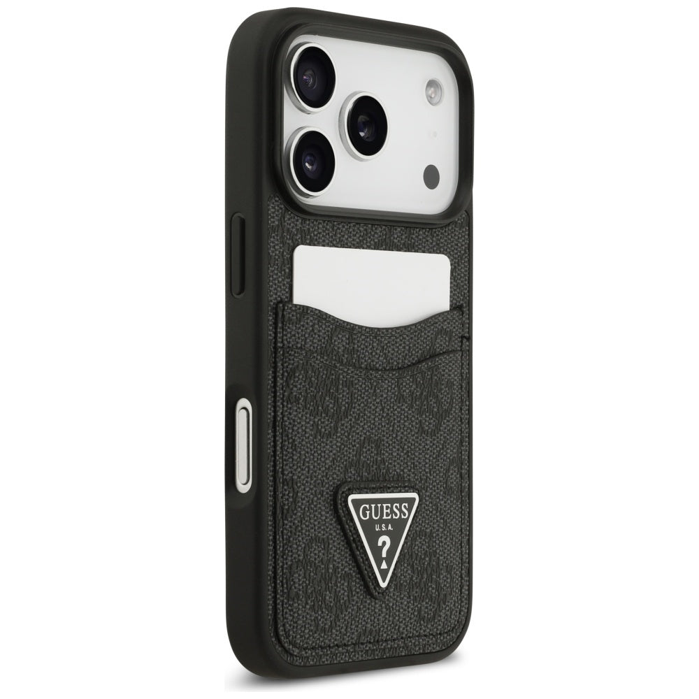 Θήκη για Apple iPhone 17 Pro, Guess, 4G Double Card Triangle, Μαύρη
