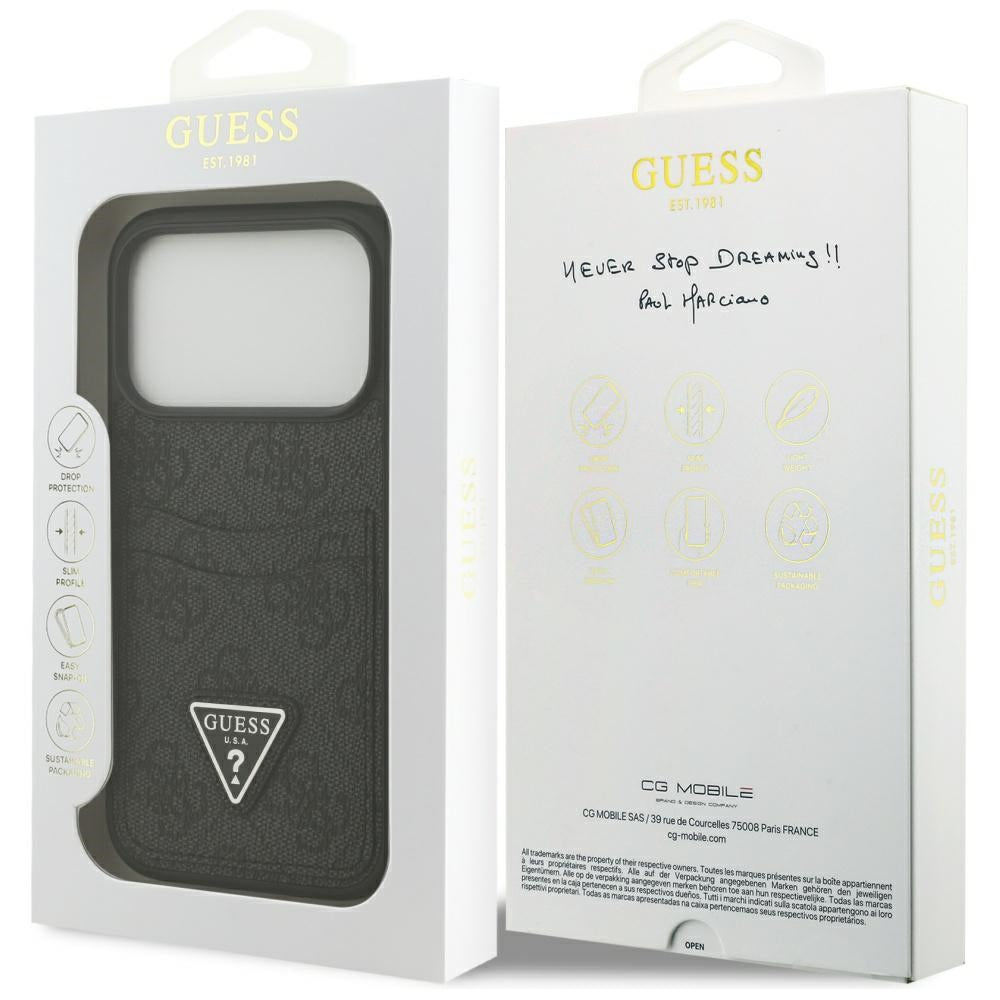 Θήκη για Apple iPhone 17 Pro, Guess, 4G Double Card Triangle, Μαύρη