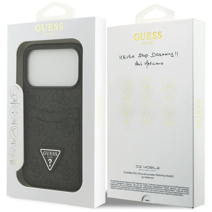 Θήκη για Apple iPhone 17 Pro, Guess, 4G Double Card Triangle, Μαύρη