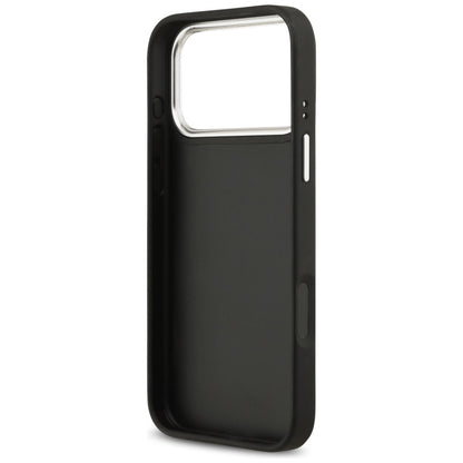 Case for Apple iPhone 17 Pro, Guess, 4G Grained Big and Classic Logo, Black Silver