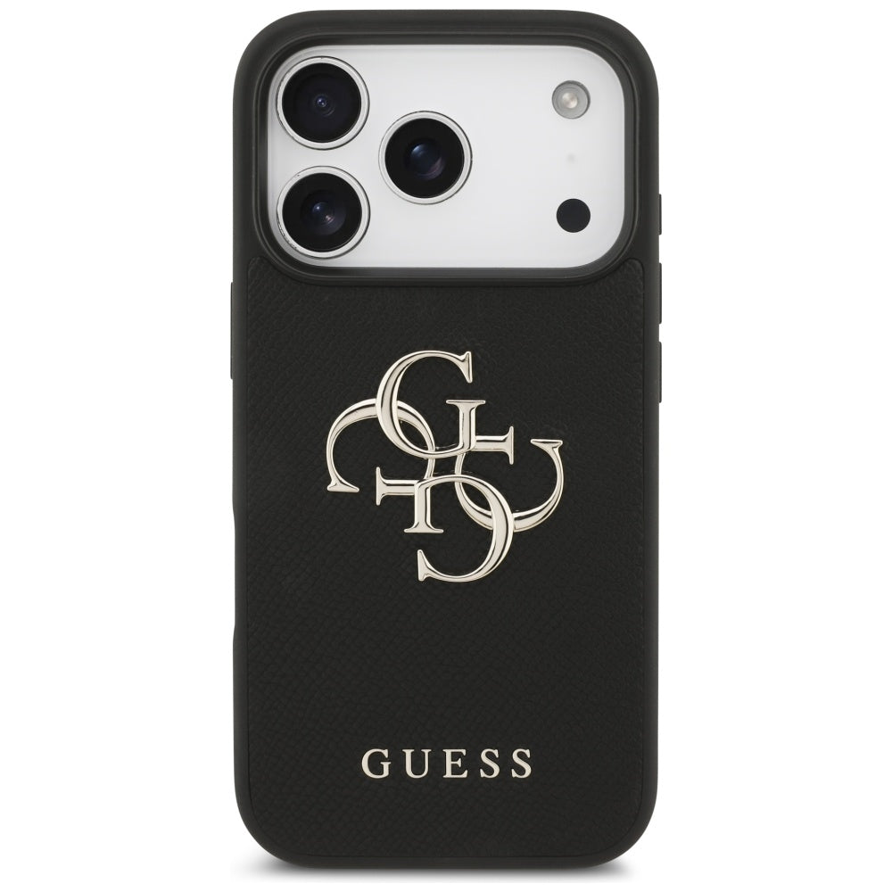 Θήκη για Apple iPhone 17 Pro, Guess, 4G Grained Big and Classic Logo, Μαύρη