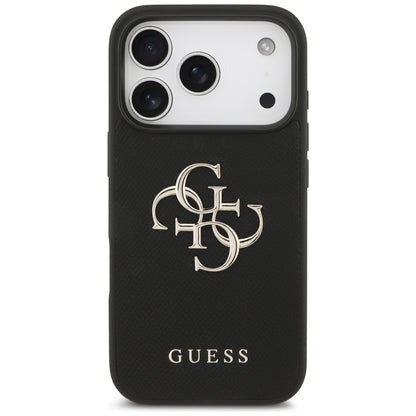 Θήκη για Apple iPhone 17 Pro, Guess, 4G Grained Big and Classic Logo, Μαύρη