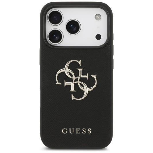 Θήκη για Apple iPhone 17 Pro, Guess, 4G Grained Big and Classic Logo, Μαύρη