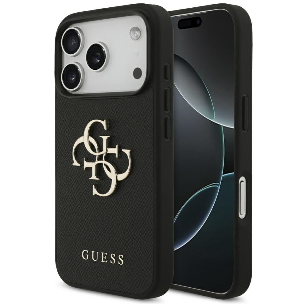 Θήκη για Apple iPhone 17 Pro, Guess, 4G Grained Big and Classic Logo, Μαύρη