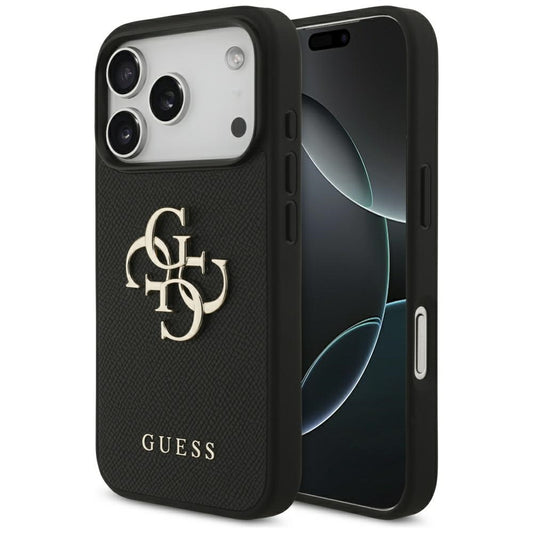 Θήκη για Apple iPhone 17 Pro, Guess, 4G Grained Big and Classic Logo, Μαύρη